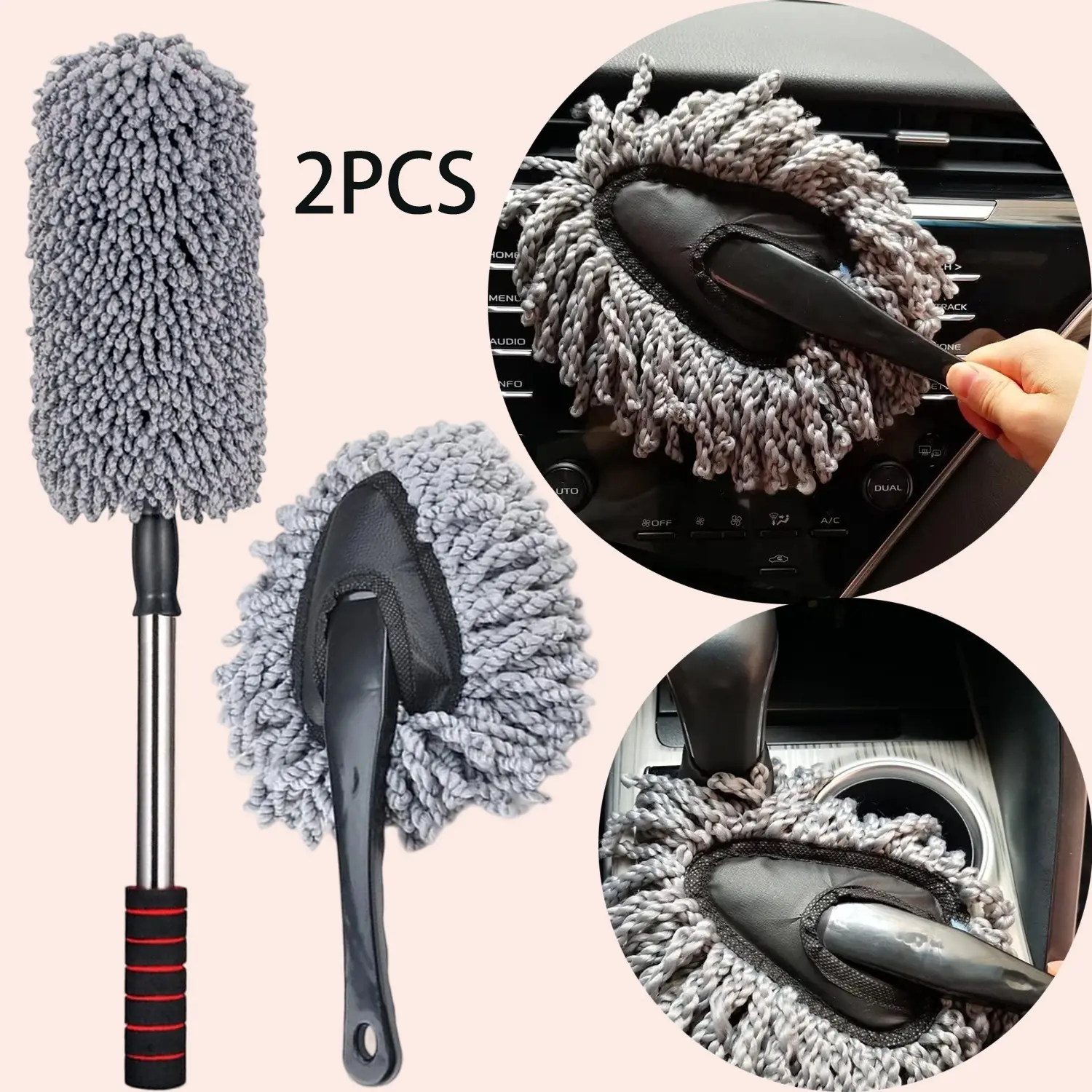 2 Pieces Car Duster Set with Extendable Handle - Scratch-Free, Microfiber Towel & Brushes for Interior/Exterior Cleaning, Ideal for Cars, Trucks, SUVs, RVs, and Motorcycles, Car Cleaning Accessories - Home Improvement.