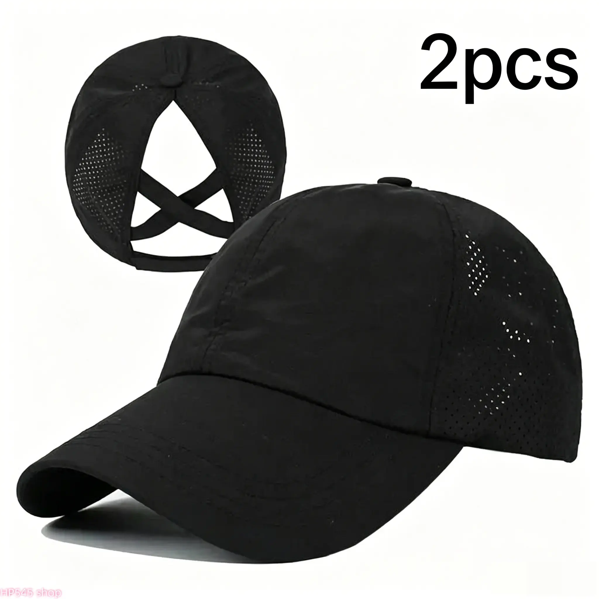 Women's 2-Pack Adjustable Quick-Dry Messy Bun Ponytail Baseball Cap - Stylish Criss-Cross Breathable Running Caps, Sports Outdoor Hats for Running, Outdoor Sports