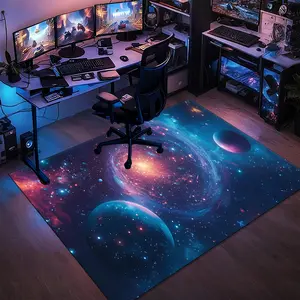 Spiral Galaxies & Twin Planets in a Bright Sky,matrix e-sports themed rectangular velvet rug,home decorative rug,artistic&stylish,HD print,double-locked edges.Machine/hand washable,non-slip,easy-care,multi-scene for home&game rooms.