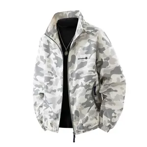 Contrast Zip Stand Collar Lightweight Windproof Track Jacket7 Camo & Solid Full Color Set