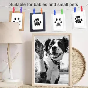 12Pcs Pet Paw Print Impression Kit with Photo Frames, Paw Print Kit, Dog Nose Print Kit, Mess-Free Paw Print Stamp Pad for Dogs & Cats, Safe Clean Touch Ink Pads, Nose Print Stamp Pad for Dogs