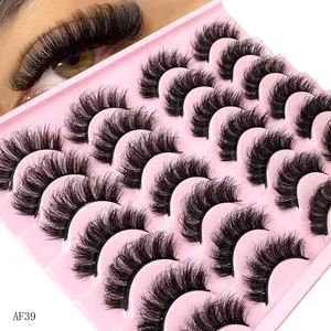 14 Pairs 3D Artificial Mink Eyelashes, Dense D Curl False Lashes, False Eyelashes Extensions, Natural Look Cat Eye, Reusable, Perfect for Beginners & All Occasions, False Eyelash Set
