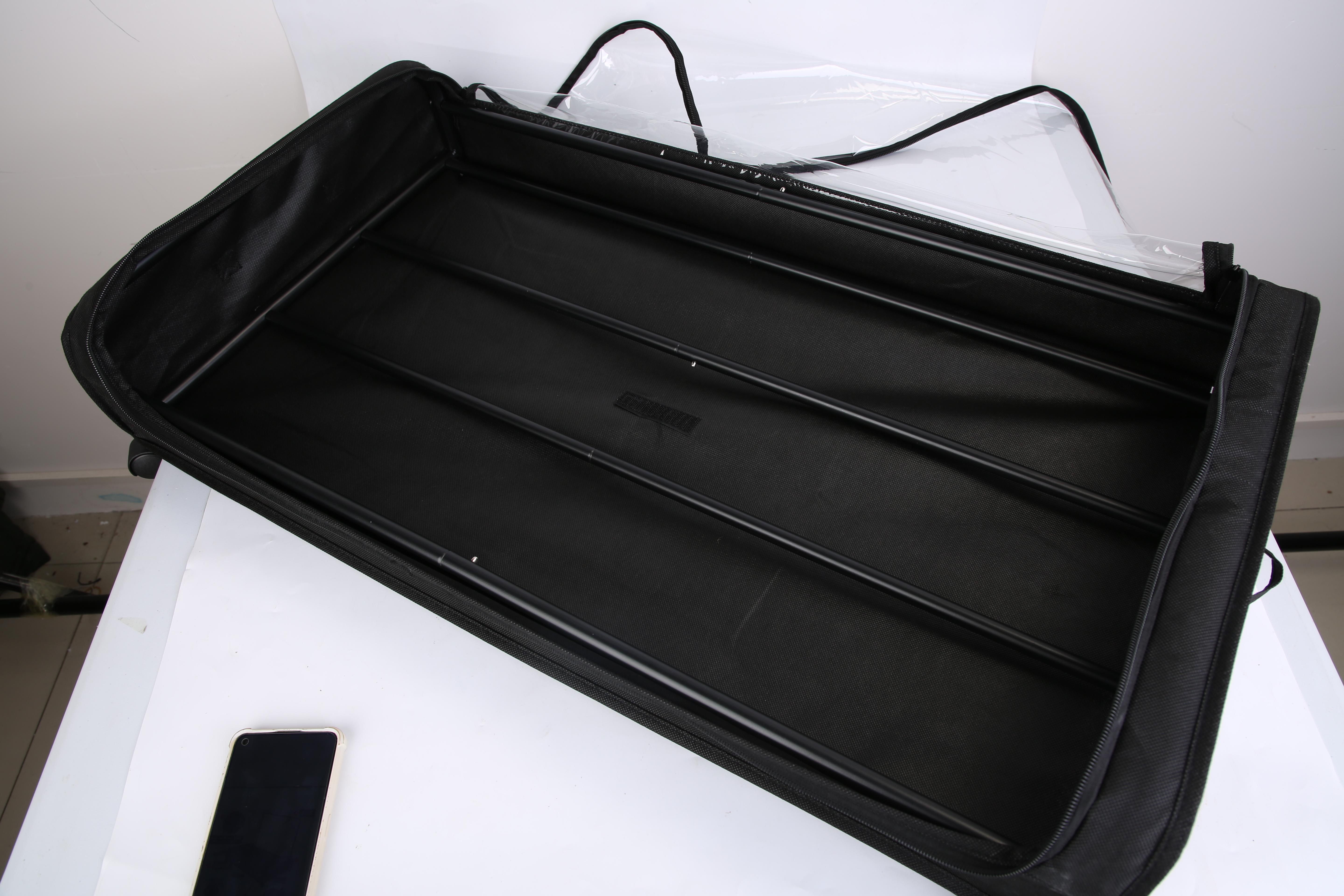 Under Bed Storage Containers 2 Pieces 42L/11 Gal with Lid Wheels Straps Handles 360° Lockable Rolling Wheels Clear PVC Lid Dual-Zipper System 66LBS Load Capacity Black Iron Frame Non-Woven Fabric Collapsible Multifunctional Bins