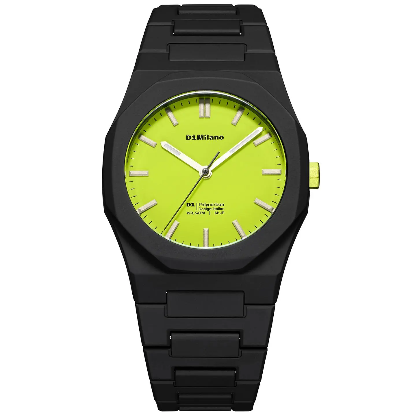 D1 Milano Polycarbon 40.5mm Watch in Black & Yellow D1 Milano Polycarbon 40.5mm Watch in Black & Yellow