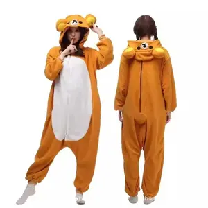 Halloween Christmas Cartoon Bear Pajama Rilakkuma Kigurumi Unicorn Adult Anime Jumpsuit Cute Cartoon Sleepwear Buttons Slippers
