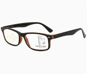 Retro anti-blue light progressive multi-focus reading glasses for men and women large frame comfortable reading glasses for both distance and near