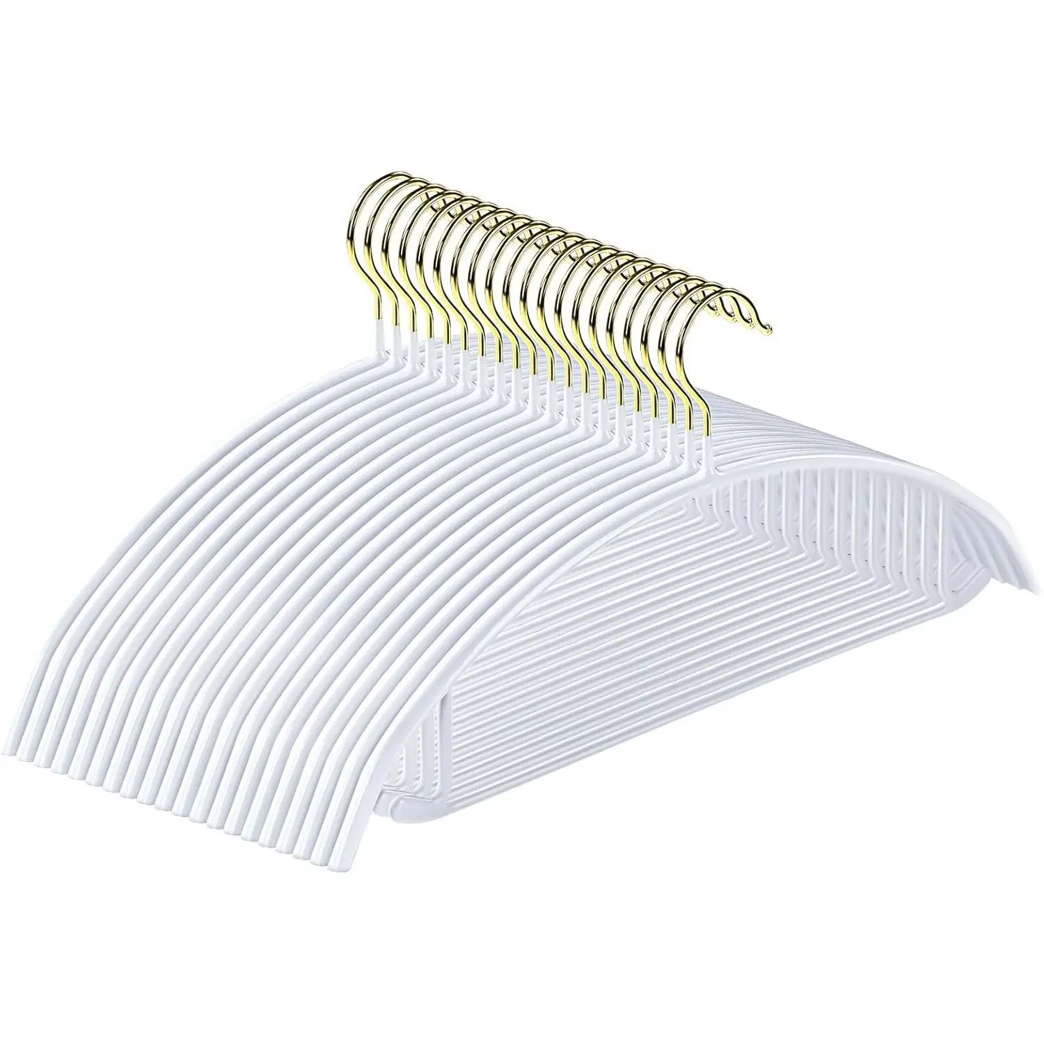 Clothes Hangers Non Slip Rubber Coating Metal Hanger, 20 Pack, White | Heavy Duty Durable, Shoulder Bump Free, 16.5 inch Wide Adult Coat Hanging for Closet, Sweater, Suit, Dress, Jacket, Shirt