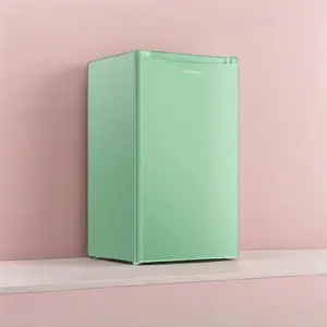 Upstreman mini fridges 3.2 Cu.Ft with Freezer Compact Single-Door Fridge for Dorm Office Bedroom BR321 Adjustable Temperature Thermostat Energy Efficient Quiet Operation Green Fridge Small pantry drink fridge skincare fridge refrigerator