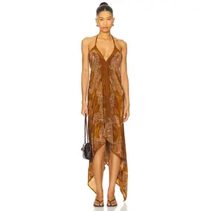 ROCOCO SAND High Low Handkerchief Dress in Brown