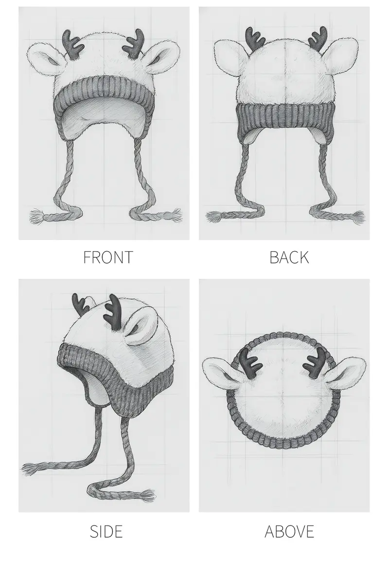 Product Introduction of Original design Festive Christmas Antler Hat (It can be used，A hat has multiple uses.)Knitted Ear Protection Windproof Warm Hat Suitable for the family It can be worn by adults , without limiting the circumference of the head，for Thanksgiving & Christmas。 7