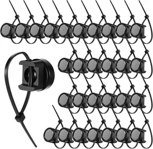 30 Pcs Magnetic Zip Tie Mounts, Magnetic Cable Clips - Powerful Multipurpose Mount Base to Organize and Secure Cable Wires for Electrical Wire Management