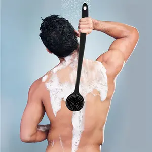 Silicone Body Brush Bath Set, Includes Long Handle Back Scrubber, Shower Brush, Head Wash Brush, Face Cleaning Brush