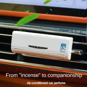 Solar Powered Mini Size Car Air Freshener, Air Conditioner-Shape Dashboard Decoration Ornament, Rotating Propeller Essential Oil Diffuser, Funny Auto Interior Accessory Gift for Men, Car Interior Diffusers, Auto Accessories Car Odor Remover Air Cleaning