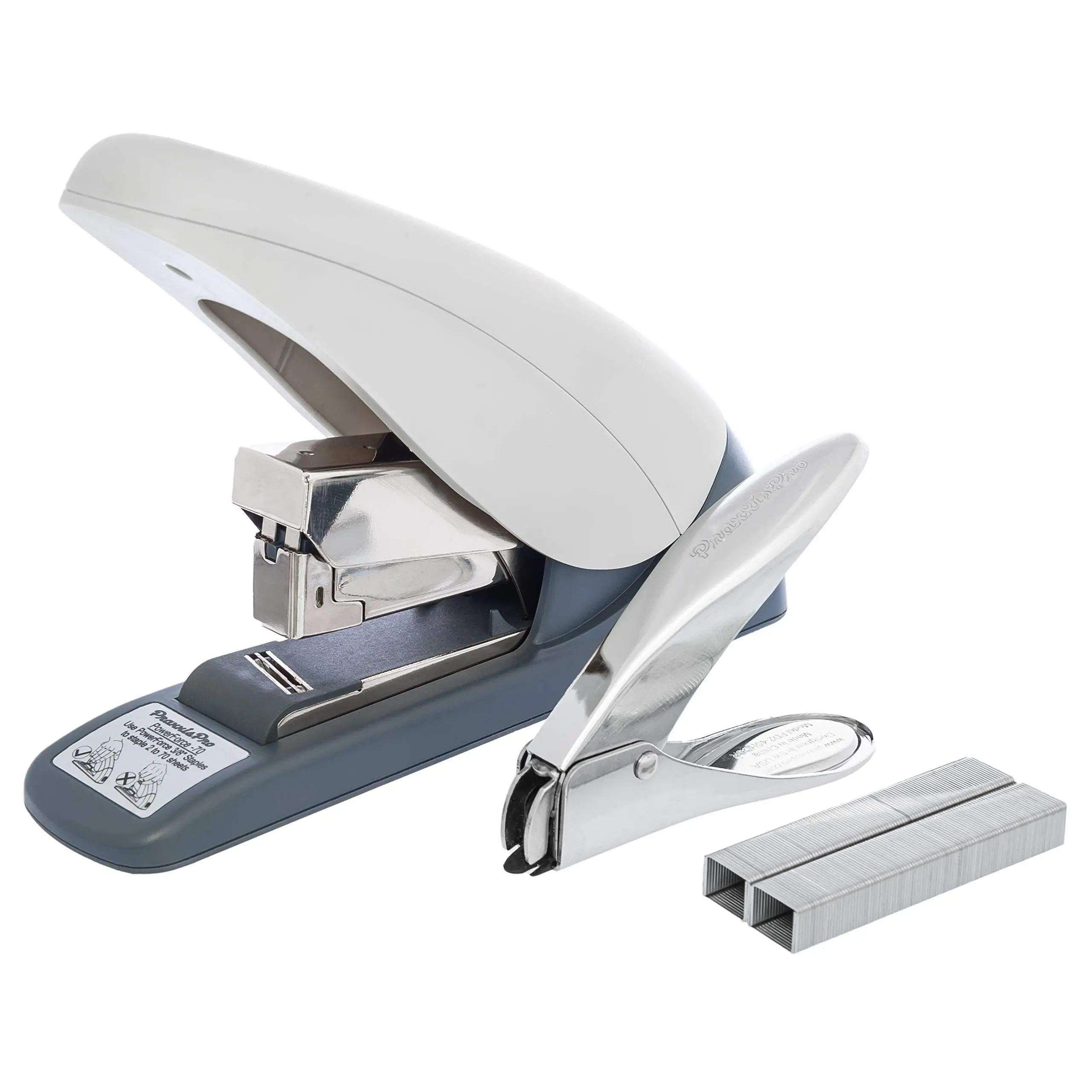 Powerforce 70 Heavy Duty Flat Clinch Office Stapler  2 To Sheets Using One Size 3/8" Leg-length Staple Includes 400 Staples And A Remover