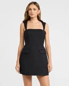 Express Structured Square Neck Fit and Flare Mini Dress