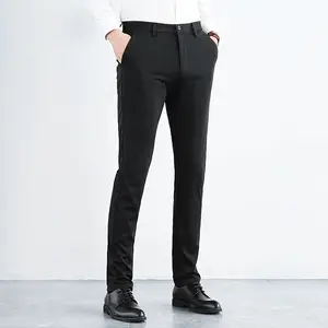 Men’s high-stretch slim-fit dress pants — no ironing needed, wrinkle-resistant, solid color, suitable for commuting and casual wear