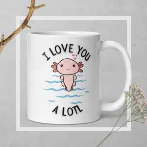 Axolotl White Glossy Mug - 11 oz Ceramic Drinkware Cup