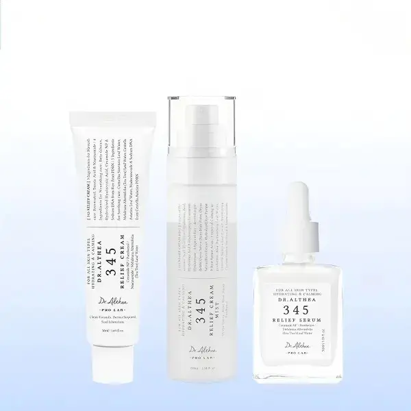 Dr.Althea Official 345 Relief Trio Set - Soothing Cream for Deep Hydration and Moisture Balance, Dual-Layer Cream Mist to Lock In Moisture, Relief Serum to Strengthen the Skin Barrier for a Healthy Glow