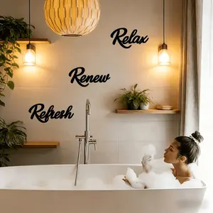 3-Piece Bathroom Decor Wooden Wall Art, Artistic Bohemian Country Style, Easy to Install, Refreshing and Relaxing, Perfect for Bathrooms