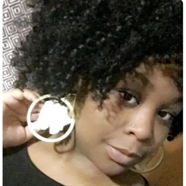 Large Wooden Africa Map Black Woman Afro Dangle Earrings