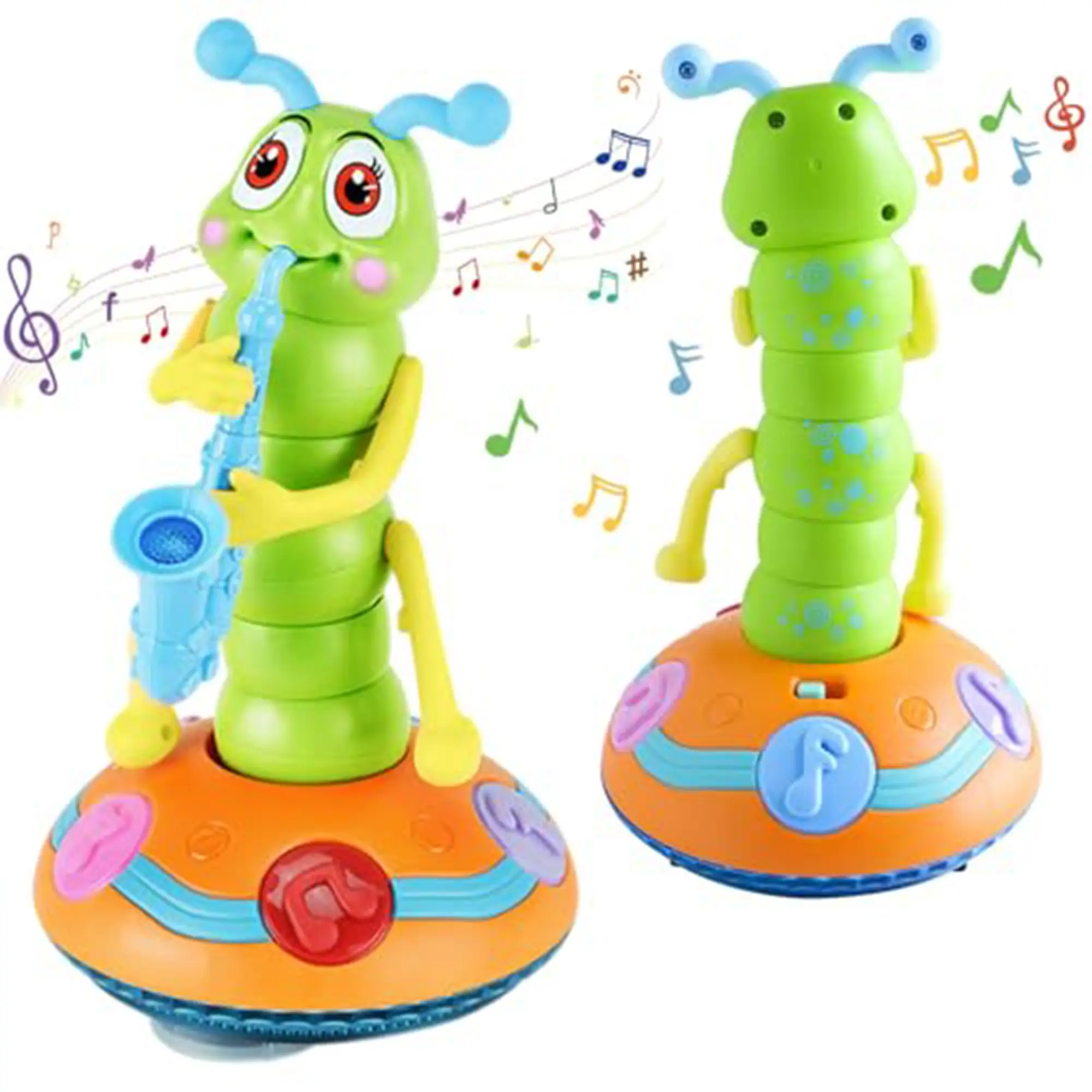 Children's Electric Saxophone Caterpillar Toy – Dancing Musical Sensory Toy with LED Lights for Toddler Boys and Girls