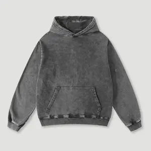 Vintage Washed Oversized Hoodie – 420G Heavyweight French Terry Pullover Sweatshirt with Kangaroo Pocket, Streetwear For Men