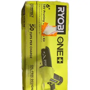 RYOBI 18V One+ 6" Pruning Chainsaw Kit with Battery and Charger - Oil-Free Design for Hassle-Free Cutting