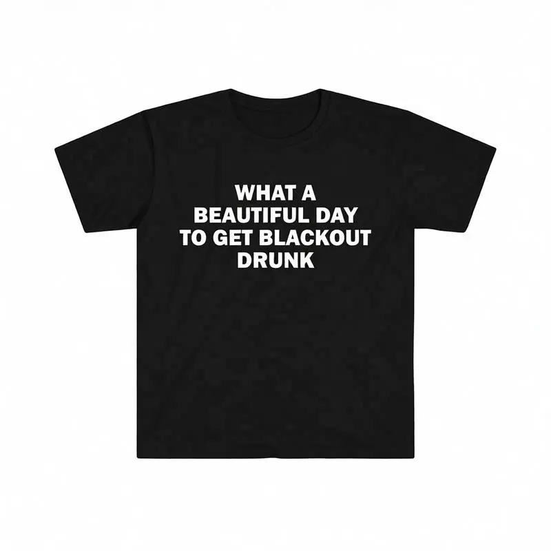 Men's Cotton Short-Sleeve Graphic T-Shirt - Menswear Top Clothes, Unisex Round Neck Fashion Casual Streetwear, Black Alcoholic-Themed Meme Funny Gift