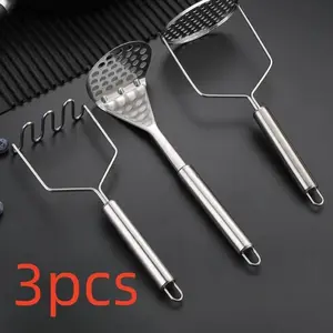3-Piece Set Stainless Steel Potato Masher, Effortlessly Crush Potatoes, Perfect for Cooking, Durable and Easy to Use Kitchen Tool