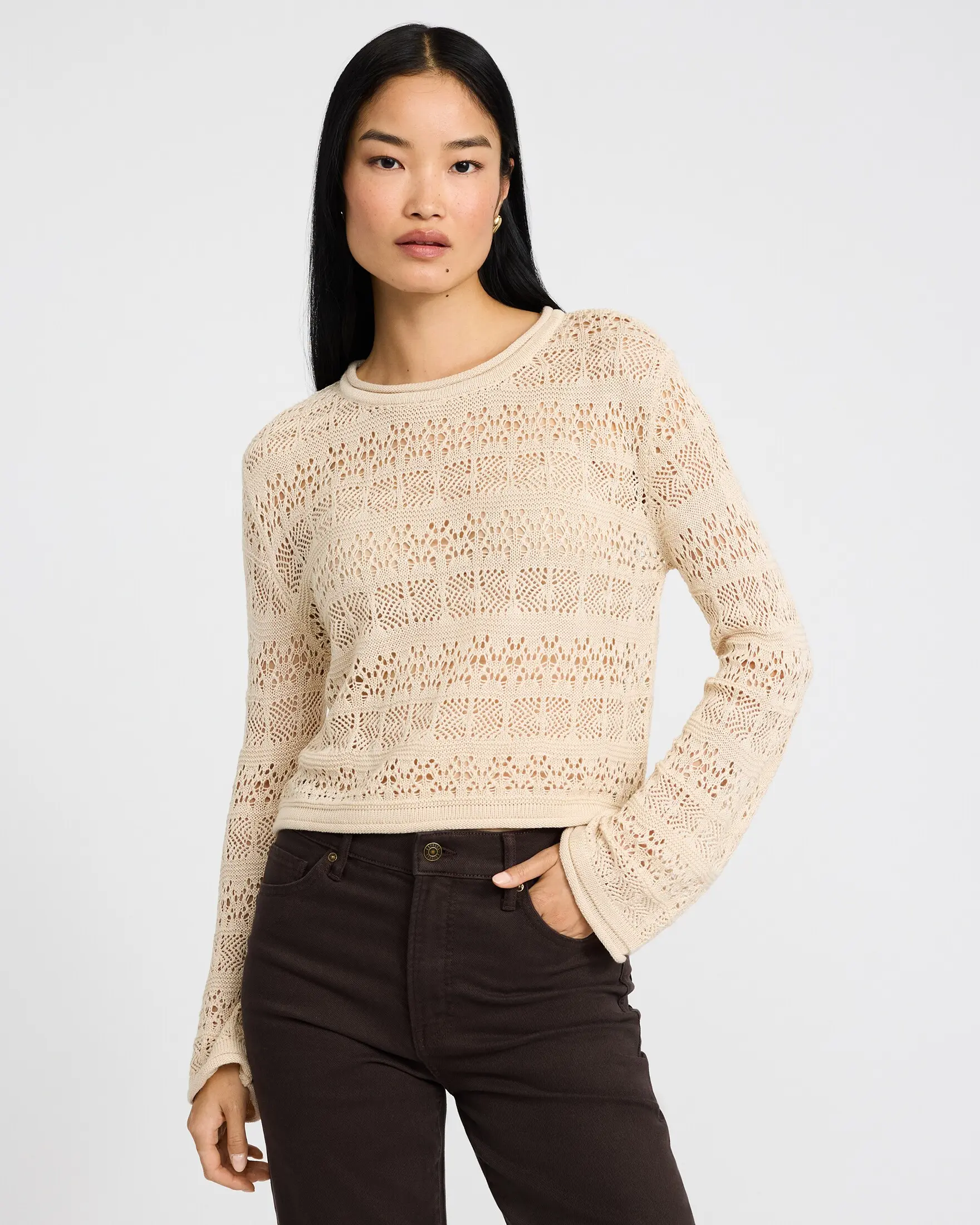 Express Open Stitch Crew Neck Sweater