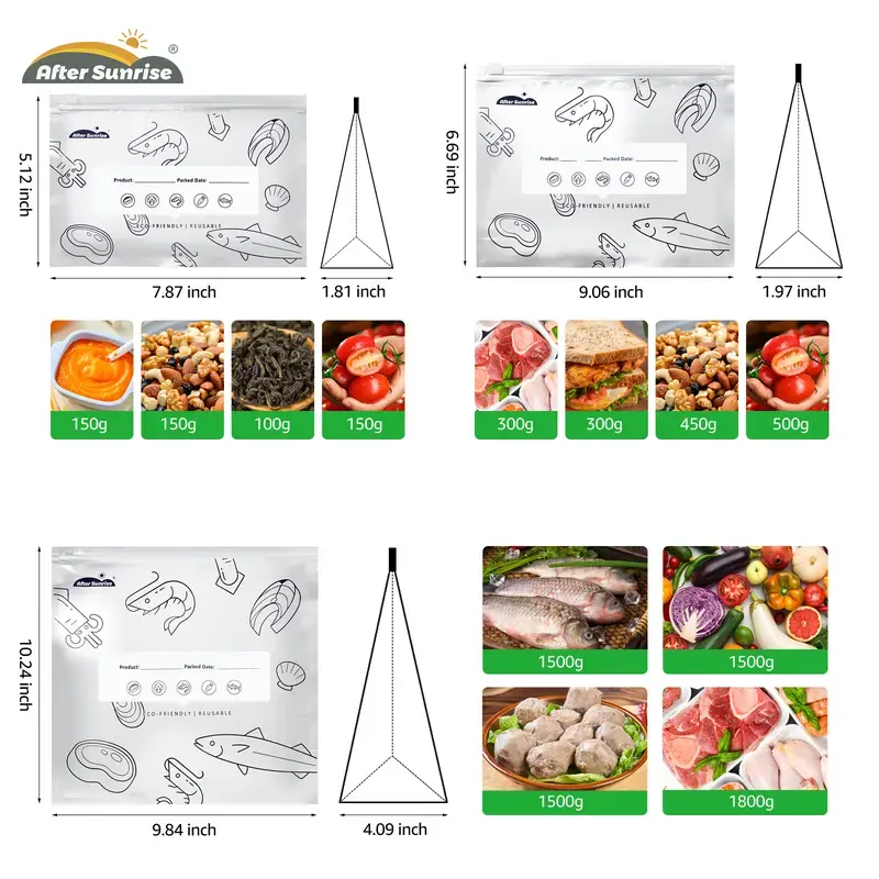 [Refrigerated Food]Reusable Aluminum Foil Sealable Storage Bags,  2026 New Resealable Vacuum Zipper Pouches for Food, Stand Up Foil Sealable Bags with Label and Zip Lock for Vegetable Fruit Meat