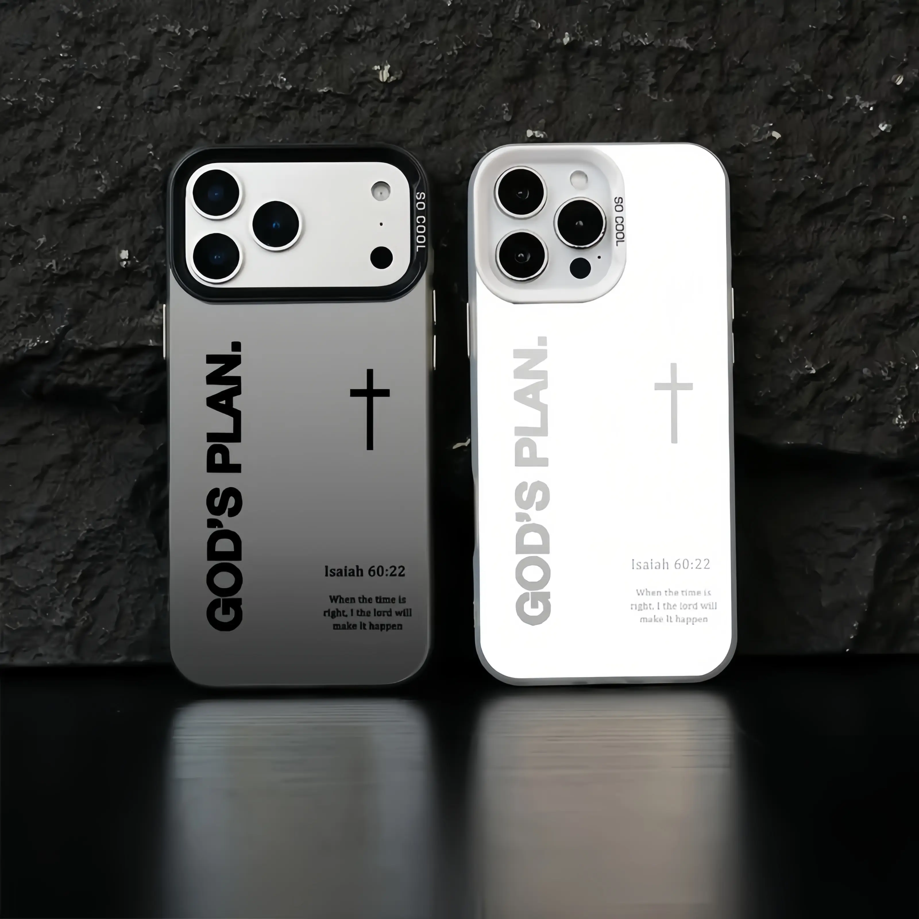 Faith-Themed Cross Pattern TPU Smartphone Casing - Shockproof, Durable Protective Shell for iPhone 17 Pro Max/Air/16 E/15 Plus/14/13/12/11 & Samsung Galaxy S25/S24, Gradient God's Plan Isaiah Accessories, Cross Motif, Drop-Safe