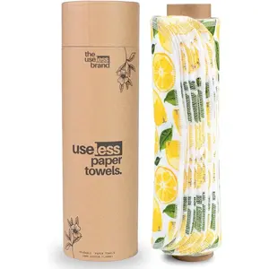 Brand reusable paper towels roll washable cotton flannel sheets wcardboard roll fits on most holders lemons 12 towels