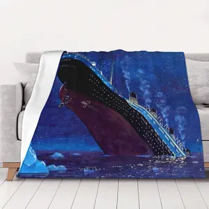 JOOCAR Ship Sinking Movie Fleece Blanket, Vintage Ocean Voyage Cruise Ship Print Lightweight Throw Blanket Soft Cozy Bedroom Couch Sofa Blanket Kids Adult Movie Fans Gift Plush Warm Blanket