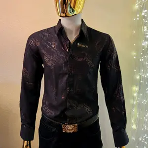 Long-sleeved Mens Horse Print Top Menswear Shirt Long Sleeve