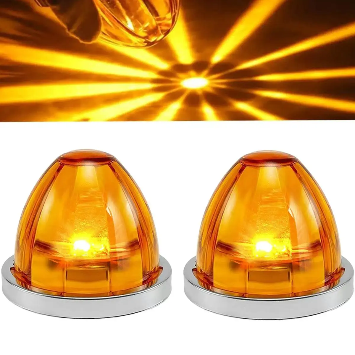 12V Waterproof Watermelon Side Marker Lens - Dual-Function Strobe Light, Turn Signal for Trailer Truck Side Clearance Tail Griller