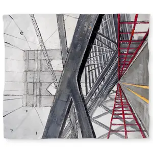360 Stand Red King Size Duvet Cover Set - Brooklyn Bridge Print Bedding Ensemble with Classic Touch, Contemporary Style, Urban Elegance - Home Decor Textiles & Soft Furnishings