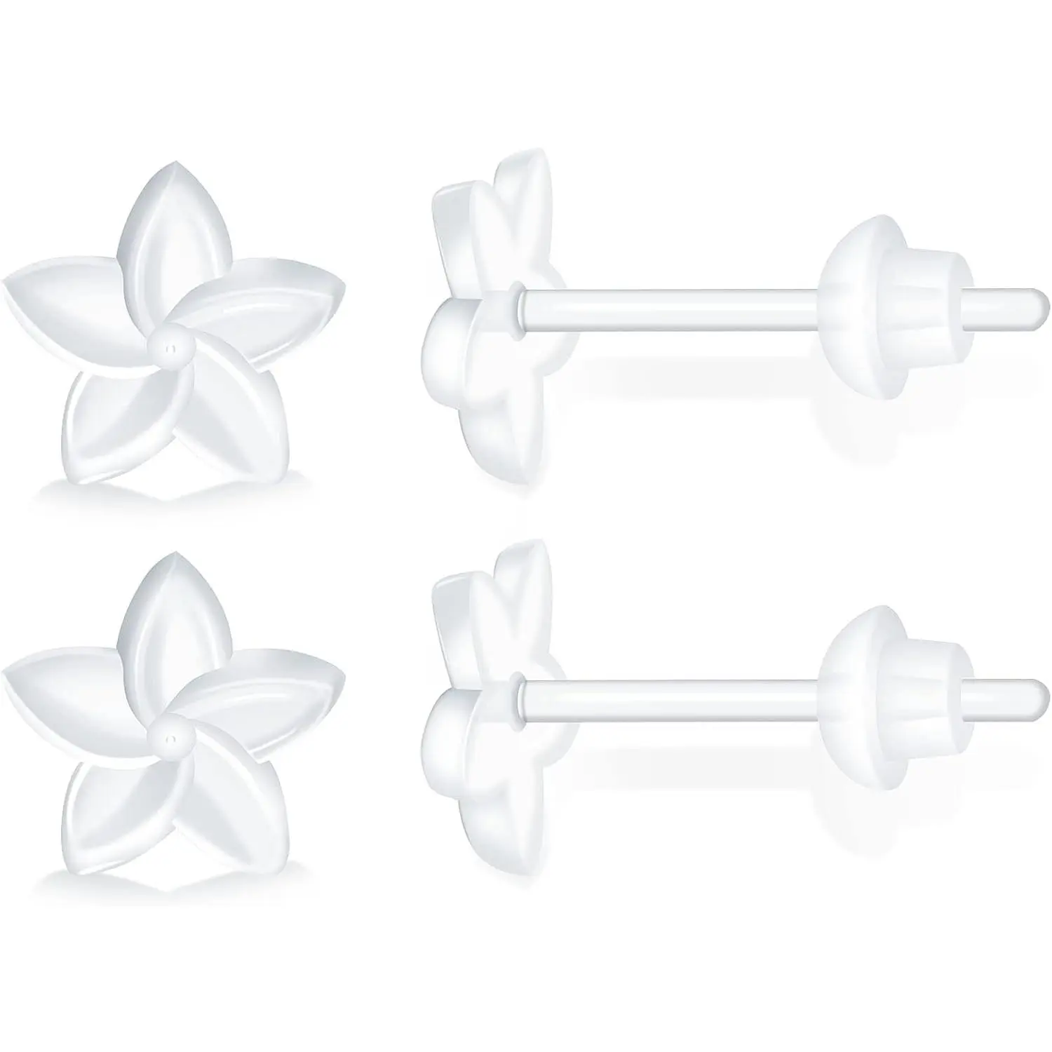 6 Pairs Invisible Plastic Post Earrings For Sensitive Ears - Clear, Sports & Work