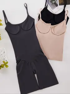 3pcs High Waist Design Shaping Bodysuit With Straps And Abdomen Control And Hip Lifting, [Seamless Smooth Women's Shapewear]  Solid Postpartum Body Hip Lifting Device, Formal Dress Jumpsuit