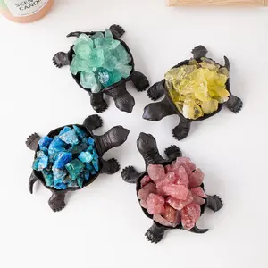 Natural Crystal Turtle Figurines, 1 Count Turtle Shaped Crystal Ornament, Garden Home Decoration Crafts, Home Decor Supplies