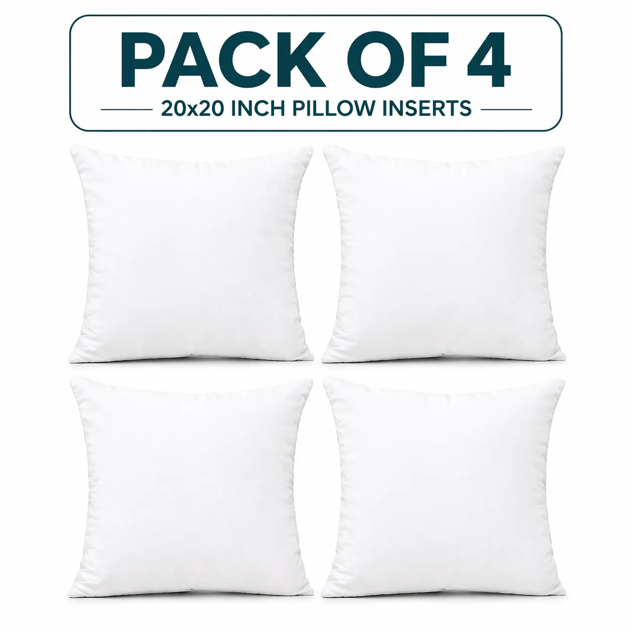 50cmx50cm Comfortable Pillow Insert, Fits 45cm CushionCover, 2/4pcs Square Pillows, Sofa Backrest, Brushed Fabric