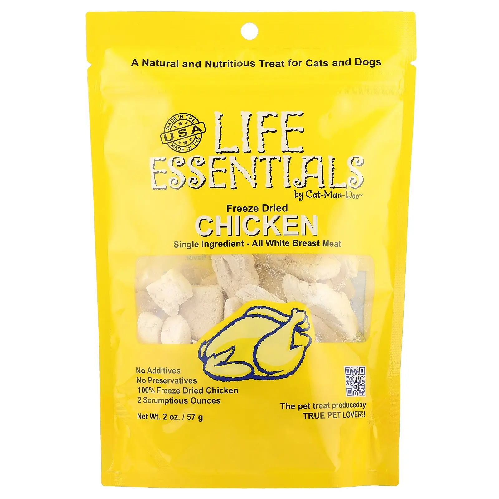 Cat-Man-Doo Life Essentials, Freeze Dried Chicken, For Cats and Dogs, 2 oz (57 g)