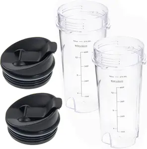 16oz Replacement Cups for  QB3001SS Fit Compact Personal Blender, Single Serve 16-Ounce Cup Set for  BL770 BL780 BL660 Professional Blender, with Seal - 2 Pack