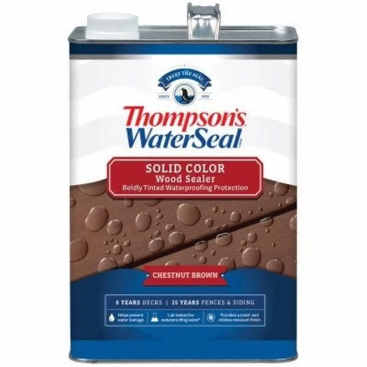 212 MAIN Thompsons Waterseal 185957 Wood Waterproofing Stain, 1 gal Exterior Solid Finish, Chestnut Brown