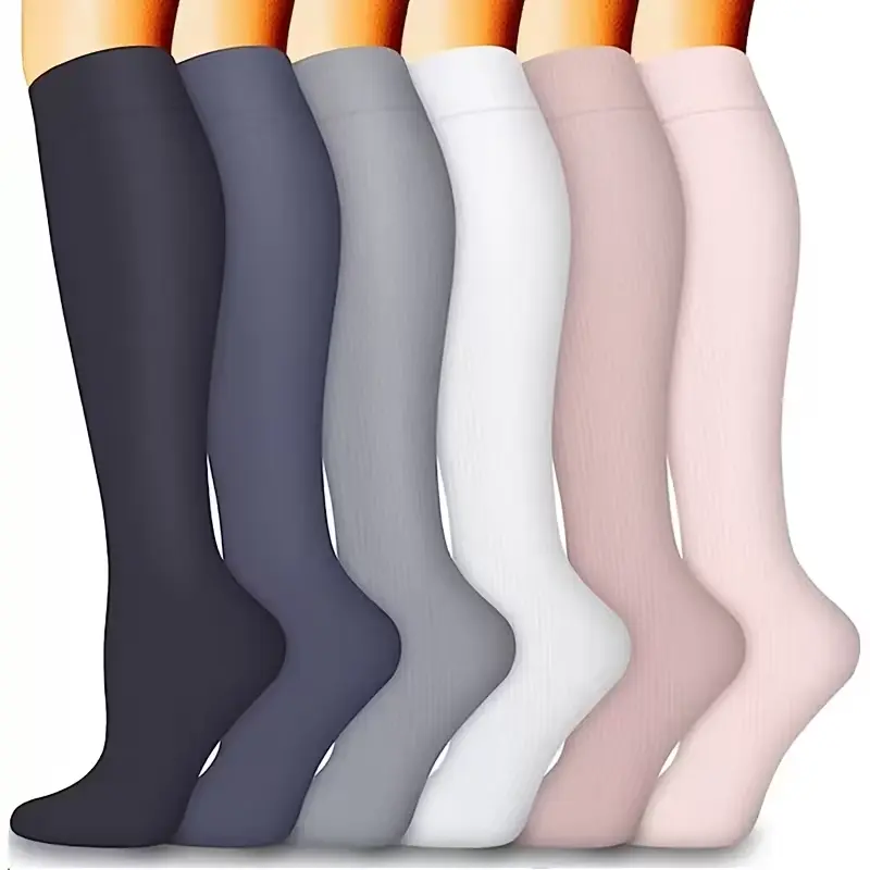 Women’s 6 pairs of combination pressure socks for men and women’s sports and fitness compression socks, outdoor cycling pressure socks, long socks, beautiful leg socks, elastic socks, running and fitness pressure socks