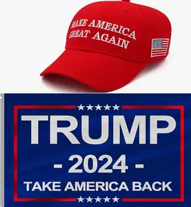 Trump 2024 MAGA Hat and Trump Flag Set, Trump 2024 Hat Take America Back Baseball Cap