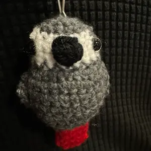 Cute Crochet African Grey Parrot Keychain