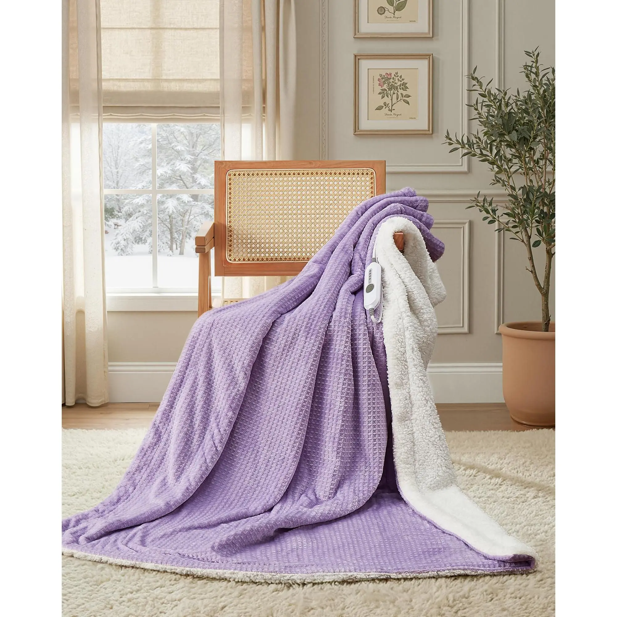 TROPOW Dual Control Heated Electric Blanket (90"x100") - 260gsm Milk Velvet, 4 Heat Settings, 6ft Power Cord, Fast & Even Warmth, Auto Off, ETL Certified, Machine Washable for Bed, Couch