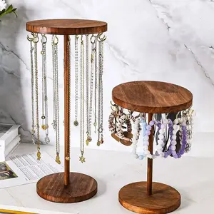 Solid Wood Jewelry Organizer Display Holder Necklace Earrings Bracelets Display Stand Desktop Jewelry Storage Rack