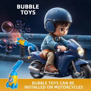 Rocket Car Bubble Machine Bicycle Electric Fully Automatic Rechargeable Kids Outdoor Toy Boy Girl, LED Light, Includes 50ML Bubble Liquid